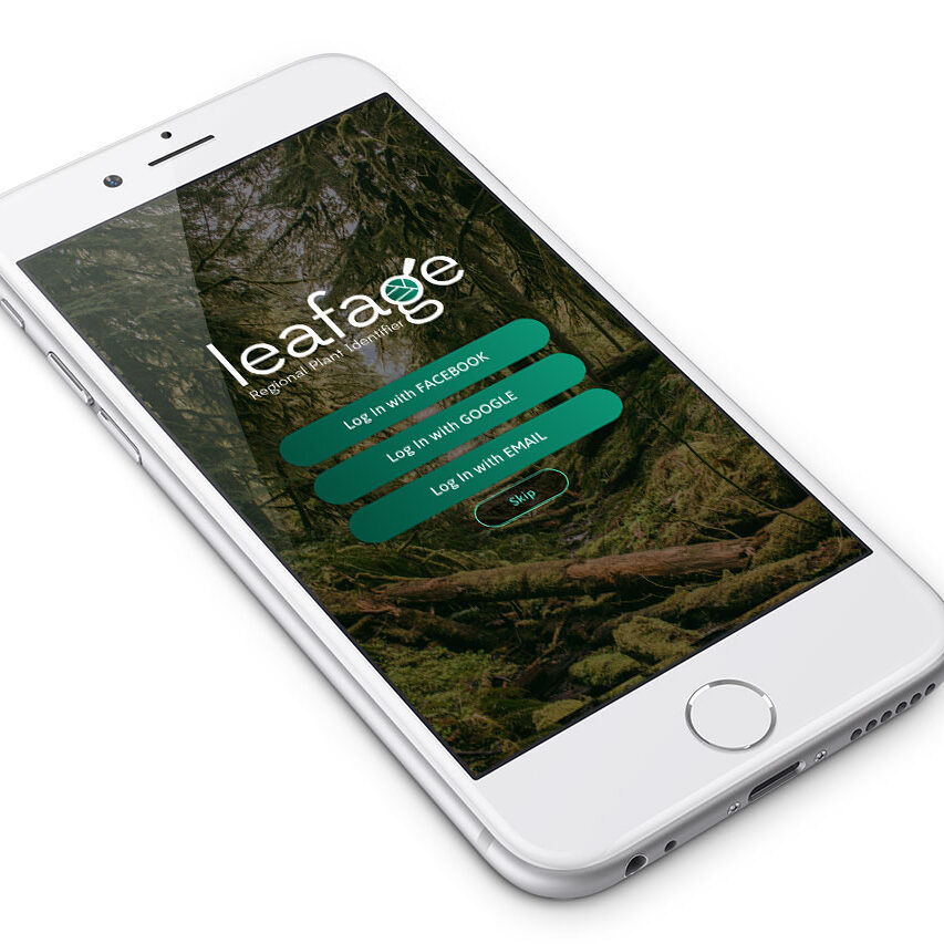 A cell phone showing an app called Leafage.